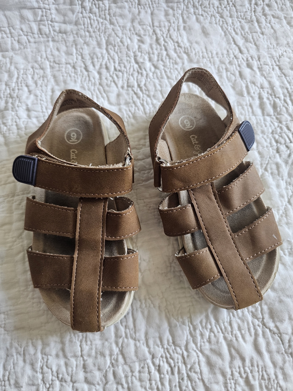 Cat & Jack Brown Kids' Strappy Sandals Boy 9 Child
